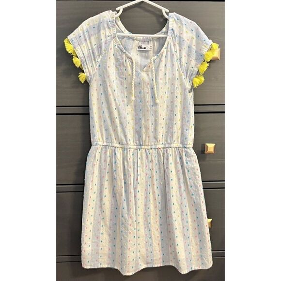 Epic Threads Girl's Cotton Tassel-Trim Peasant Dress, Blue/Off White SZ 6X - Picture 5 of 7